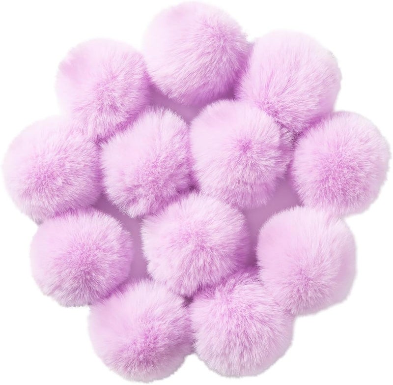 Homtable 12 Pcs Small Faux Fur Pom Pom Balls 2.75 in Fur Fluffy Pompom Ball with Elastic Loop for Hats, Shoes, Scarves, Gloves, Bags, Key Chain Charms Accessories, 2 3/4 inches (Violet) - Image 1
